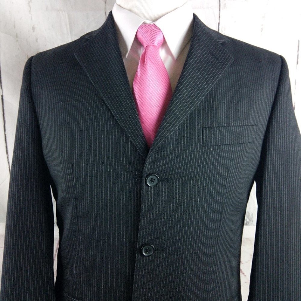 Apt. 9 Wool Blend 38r 3 Button Black Pinstripe Su… - image 2
